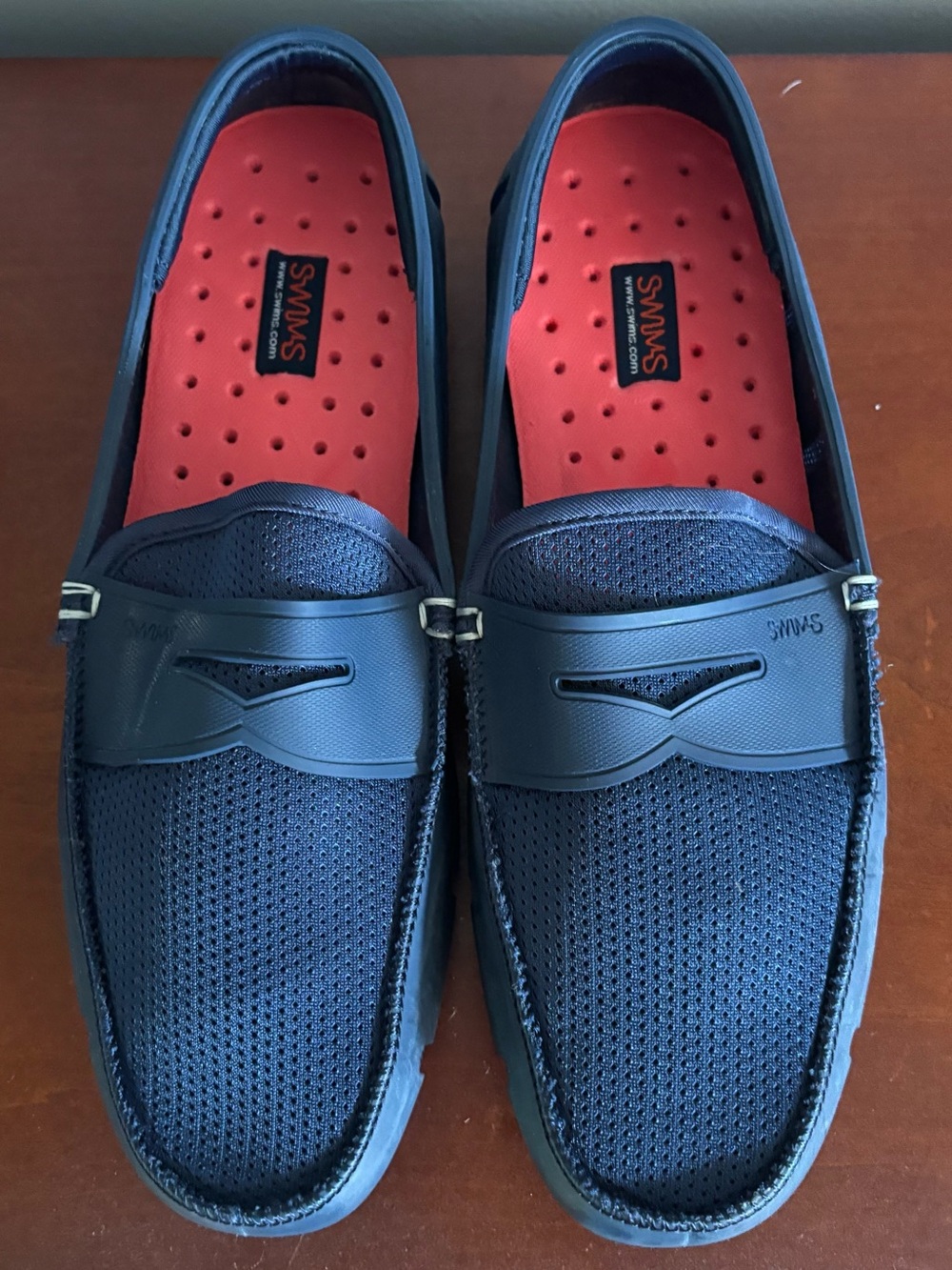 SWIMS Men’s Penny Loafers Blue Mesh Water Resistant Slip-On Round Toe Logo‎ US 9
